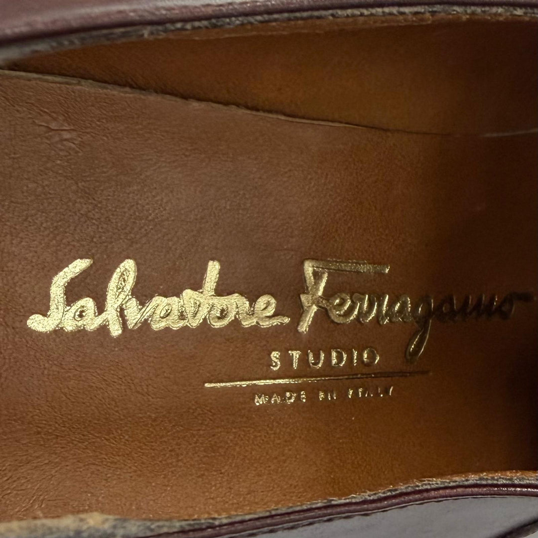 未使用品▼Salvatore Ferragamo サルヴァトーレフェラガモ ストレートチップ レースアップ レザーシューズ ブラウン 6 イタリア製 メンズ