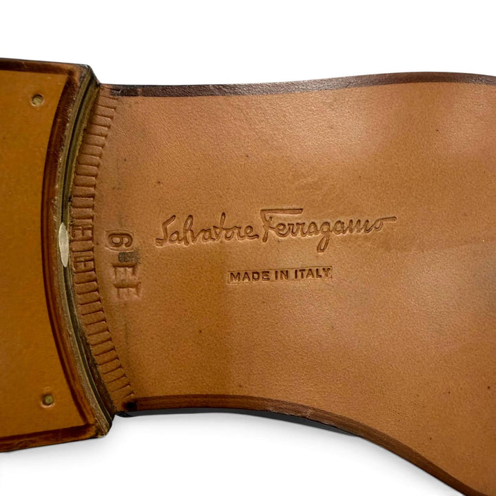 未使用品▼Salvatore Ferragamo サルヴァトーレフェラガモ ストレートチップ レースアップ レザーシューズ ブラウン 6 イタリア製 メンズ