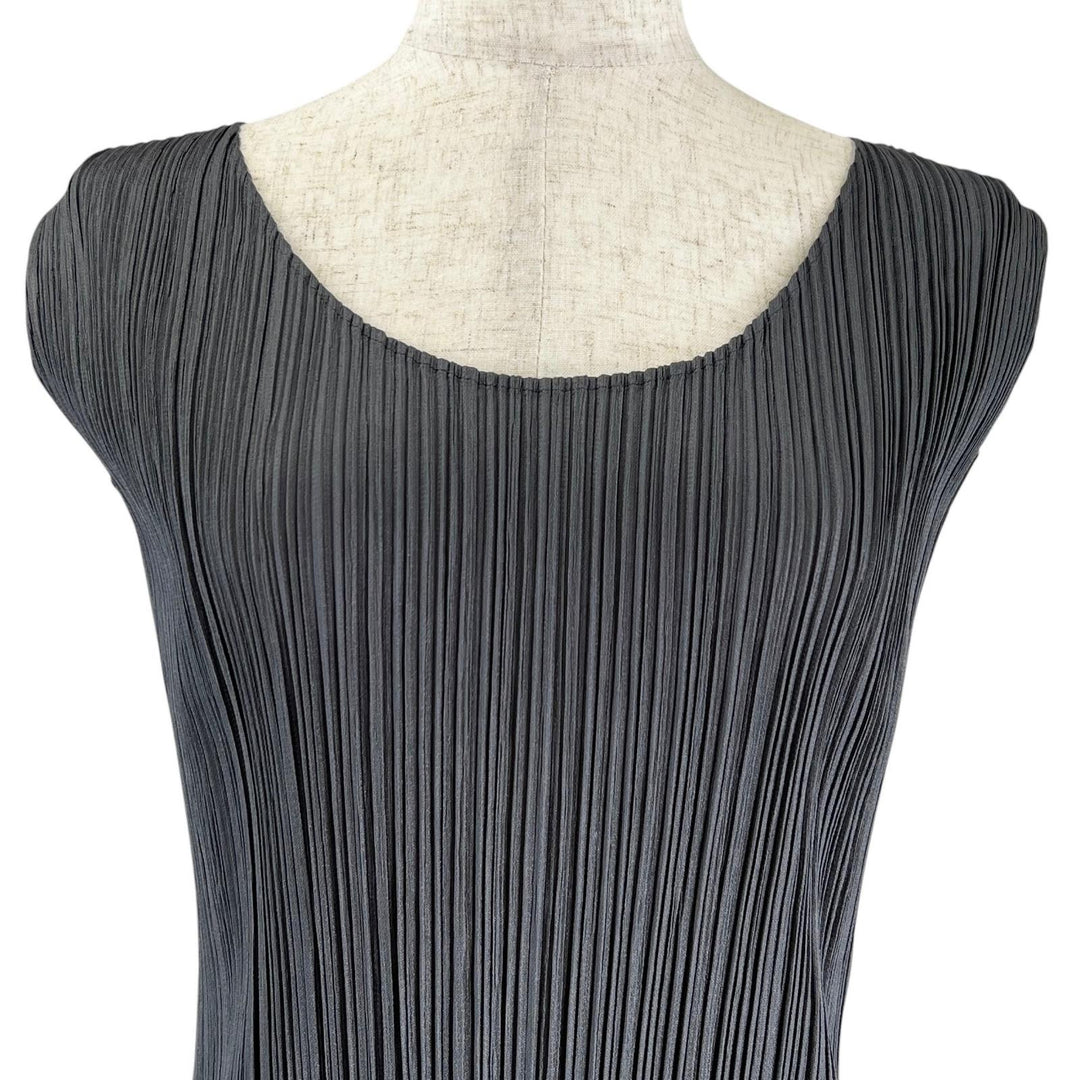 極美品▲PLEATS PLEASE プリーツプリーズ イッセイミヤケ PP05-JH001 ロング ノースリ ワンピース グレー 3 日本製 正規品 レディース