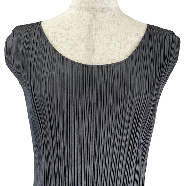 極美品▲PLEATS PLEASE プリーツプリーズ イッセイミヤケ PP05-JH001 ロング ノースリ ワンピース グレー 3 日本製 正規品 レディース
