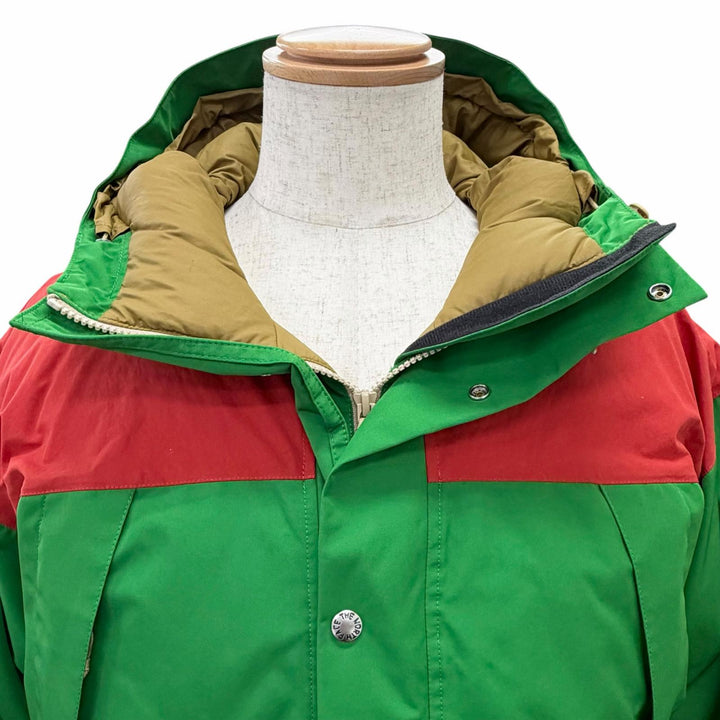 美品△GUCCI THE NORTH FACE グッチ ザ ノースフェイス 663758 マウンテンガイド ダウンジャケット ロゴ刺繍 フード付 グリーン M 正規品