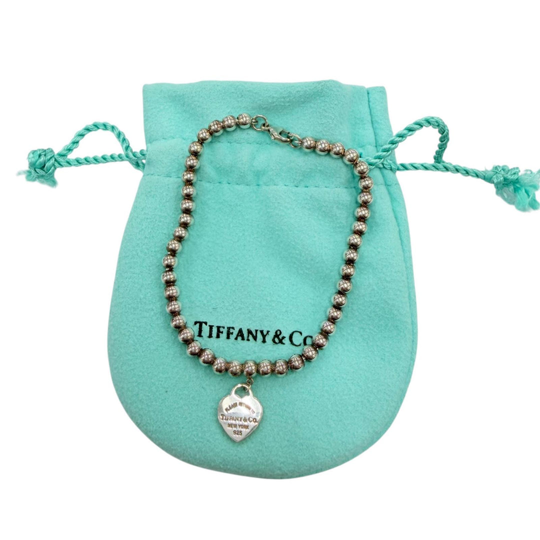 極美品☆TIFFANY&amp;Co. ティファニー リターントゥティファニー ミニハートタグ ビーズ ブレスレット 925 シルバー 重量5.3g 保存袋付き