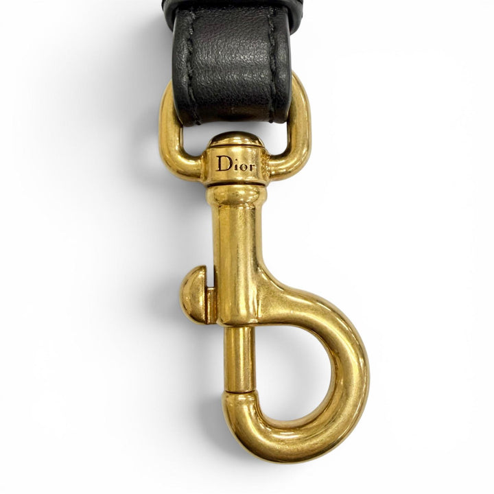 美品△Christian Dior クリスチャンディオール キャンバス レザー ロゴ レオパード柄 ショルダーストラップ ベージュ ブラウン ブラック
