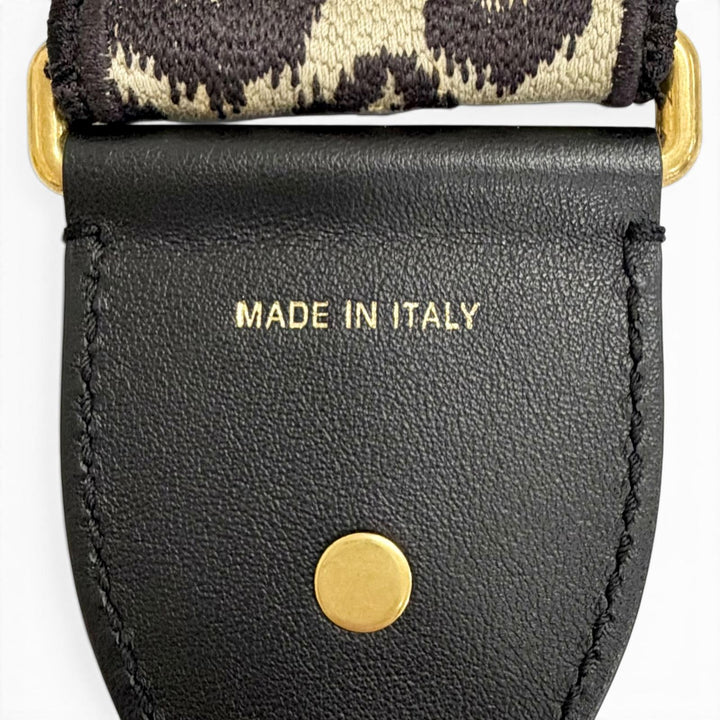 美品△Christian Dior クリスチャンディオール キャンバス レザー ロゴ レオパード柄 ショルダーストラップ ベージュ ブラウン ブラック