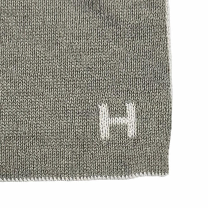 未使用品★HERMES エルメス アレ ルトゥール カシミヤ シルク混 Hロゴ マフラー ストール グレー イタリア製 レディース 箱付き