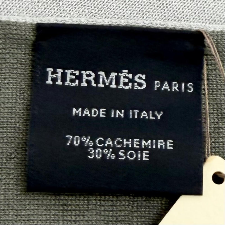 未使用品★HERMES エルメス アレ ルトゥール カシミヤ シルク混 Hロゴ マフラー ストール グレー イタリア製 レディース 箱付き