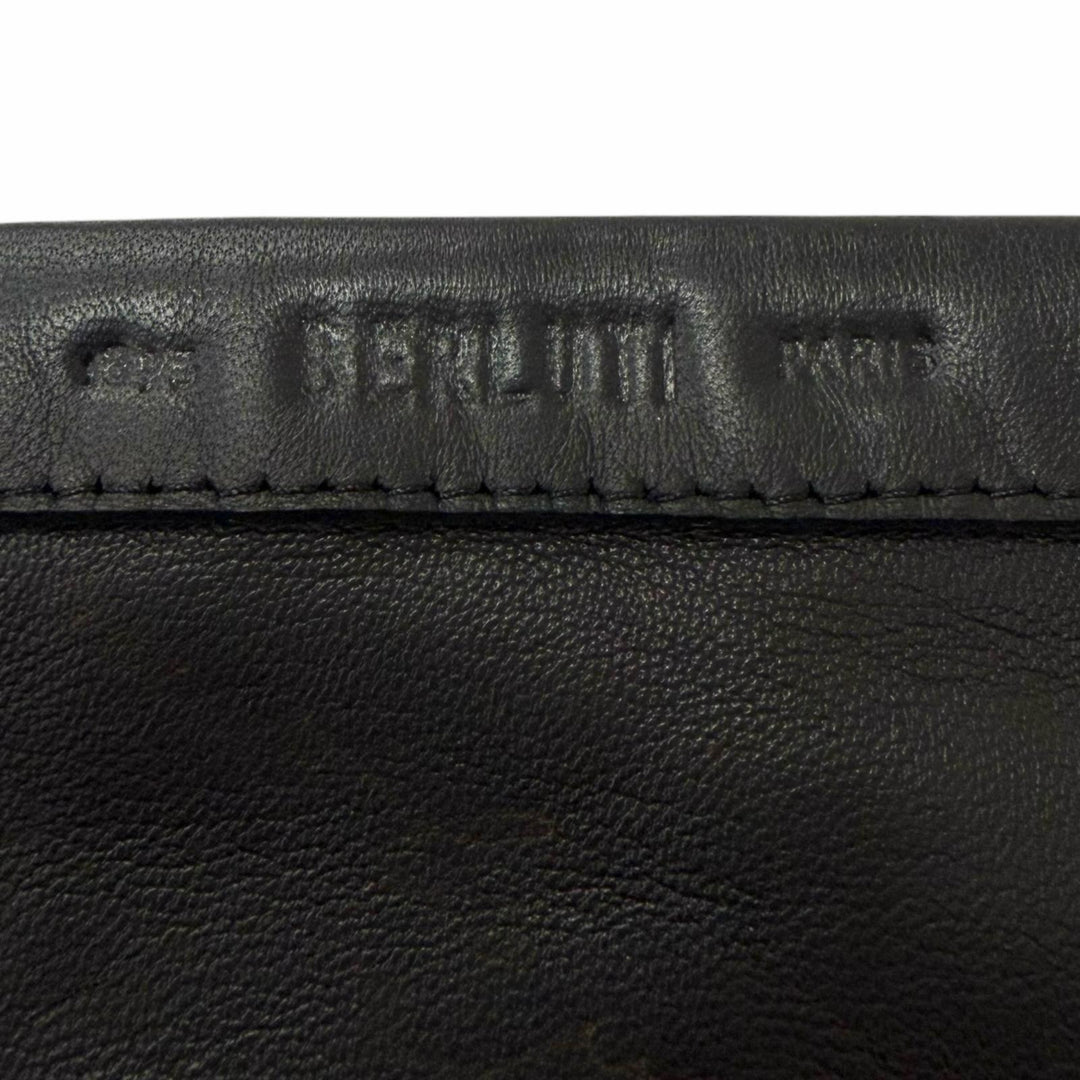 極美品□BERLUTI ベルルッティ 羊革 裏カシミヤ100％ カリグラフィ スクリット 手袋 ブラック 8 イタリア製 正規品 メンズ 定価122100円