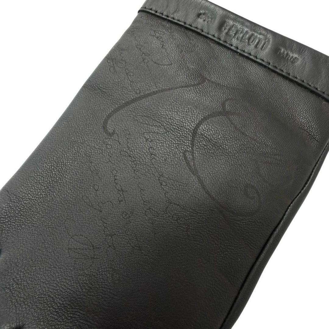 極美品□BERLUTI ベルルッティ 羊革 裏カシミヤ100％ カリグラフィ スクリット 手袋 ブラック 8 イタリア製 正規品 メンズ 定価122100円