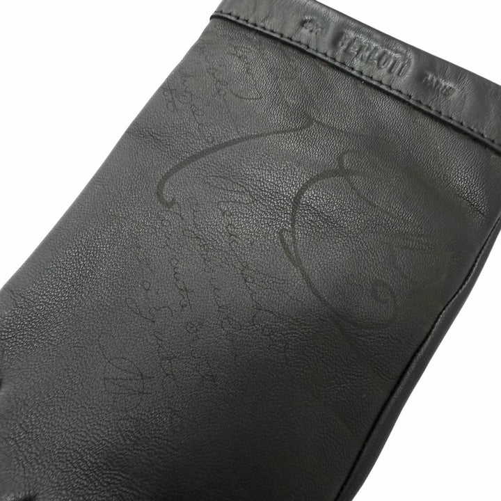 極美品□BERLUTI ベルルッティ 羊革 裏カシミヤ100％ カリグラフィ スクリット 手袋 ブラック 8 イタリア製 正規品 メンズ 定価122100円