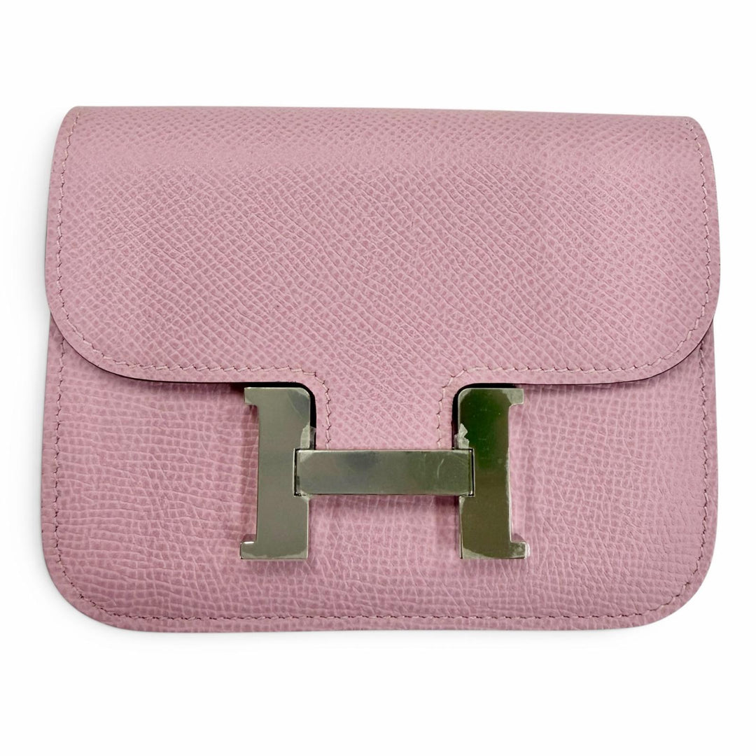 未使用品☆HERMES エルメス コンスタンススリム ヴォーエプソン モーヴシルベストル シルバー金具 コンパクトウォレット 財布 B刻印 仏製