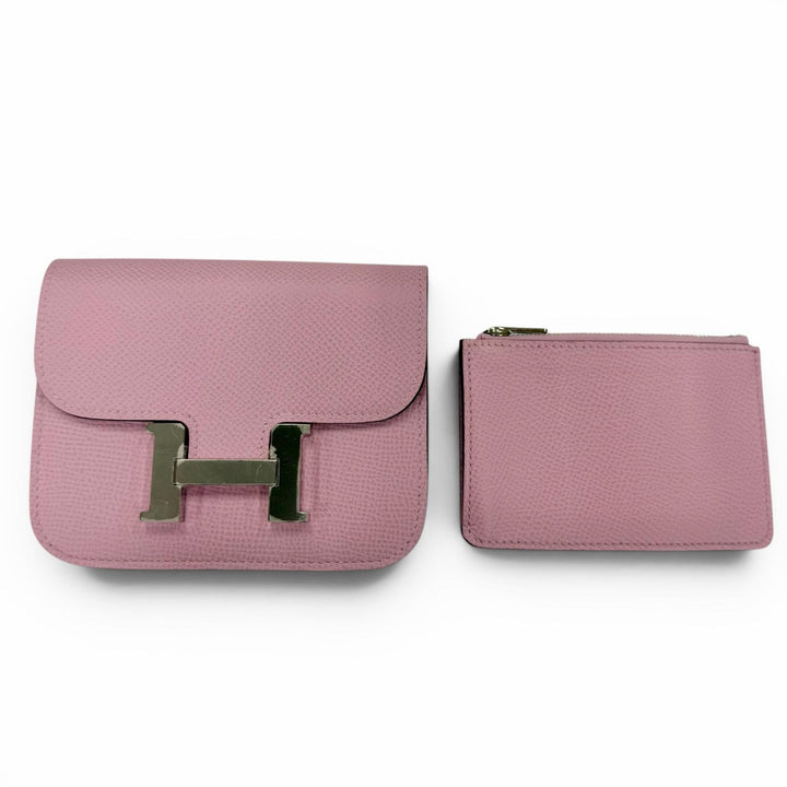 未使用品☆HERMES エルメス コンスタンススリム ヴォーエプソン モーヴシルベストル シルバー金具 コンパクトウォレット 財布 B刻印 仏製
