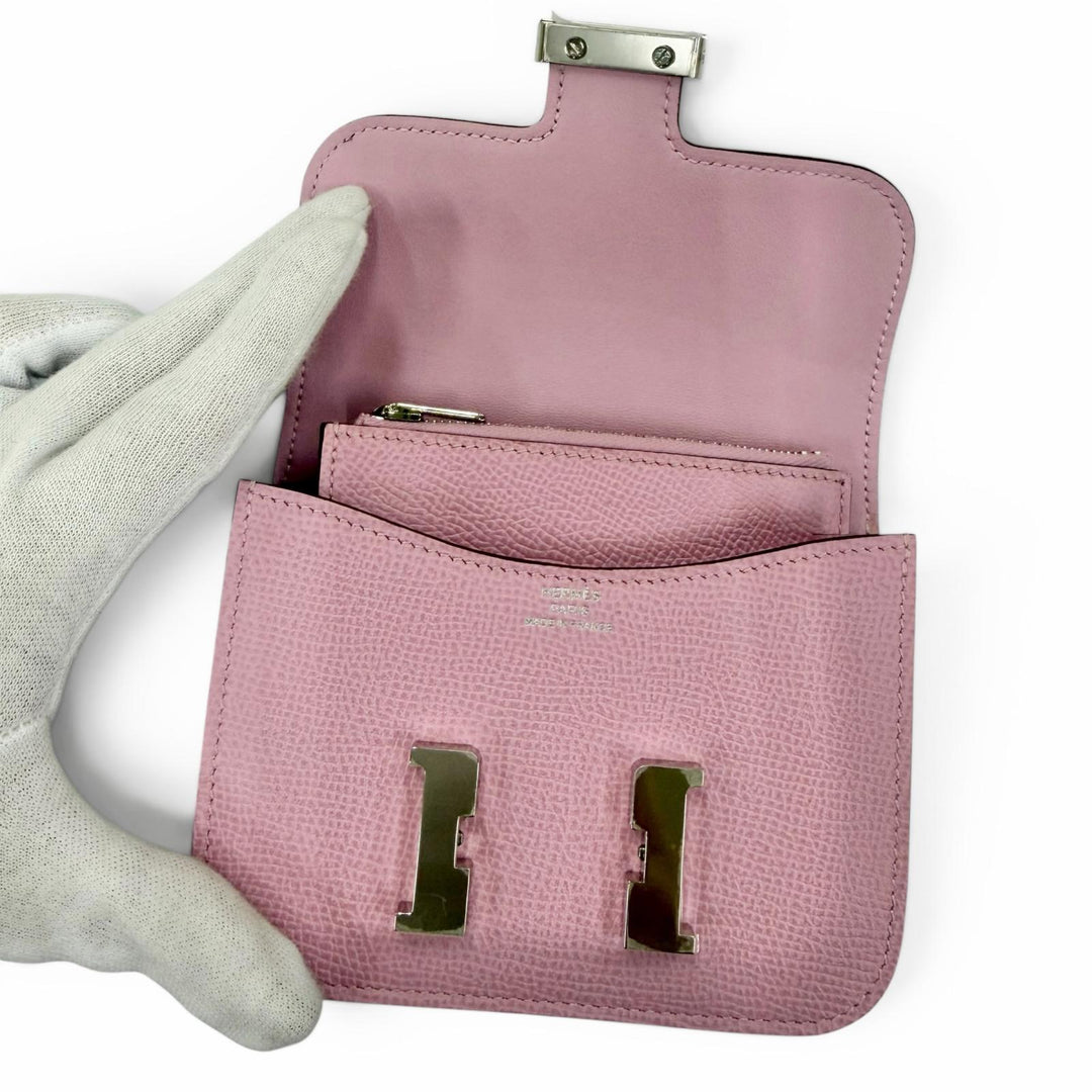 未使用品☆HERMES エルメス コンスタンススリム ヴォーエプソン モーヴシルベストル シルバー金具 コンパクトウォレット 財布 B刻印 仏製