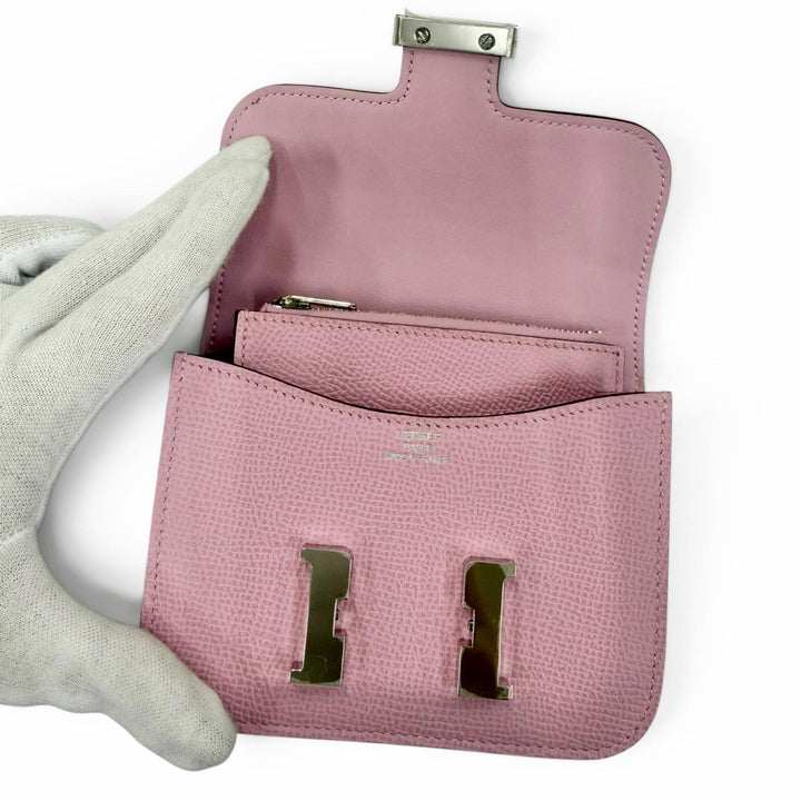 未使用品☆HERMES エルメス コンスタンススリム ヴォーエプソン モーヴシルベストル シルバー金具 コンパクトウォレット 財布 B刻印 仏製