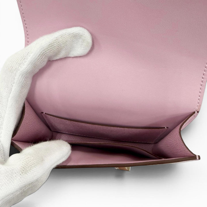 未使用品☆HERMES エルメス コンスタンススリム ヴォーエプソン モーヴシルベストル シルバー金具 コンパクトウォレット 財布 B刻印 仏製