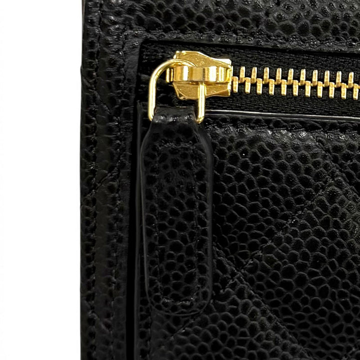 極美品★シャネル AP0231 キャビアスキン マトラッセ クラシック スモール フラップ ウォレット 現行品 ココマーク 定価181500円 袋付