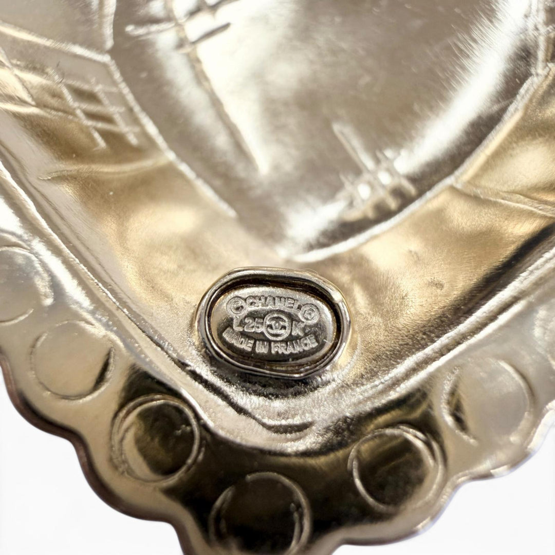 極美品☆CHANEL シャネル L25K ココマーク ハート ラインストーン ブローチ アクセサリー ゴールド フランス製 レディース 箱・保存袋付