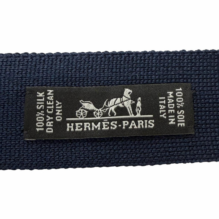 極美品□HERMES エルメス シルク100％ ハニカム柄 ニットタイ ネクタイ ネイビー パープル イタリア製 メンズ ビジネスオススメ◎