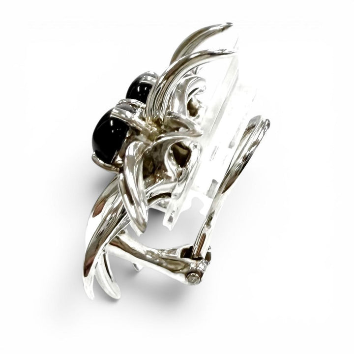 美品★TIFFANY&amp;Co. ティファニー AG925 オニキス ファイヤーワークス イヤリング アクセサリー シルバー ブラック 重量9.1g レディース