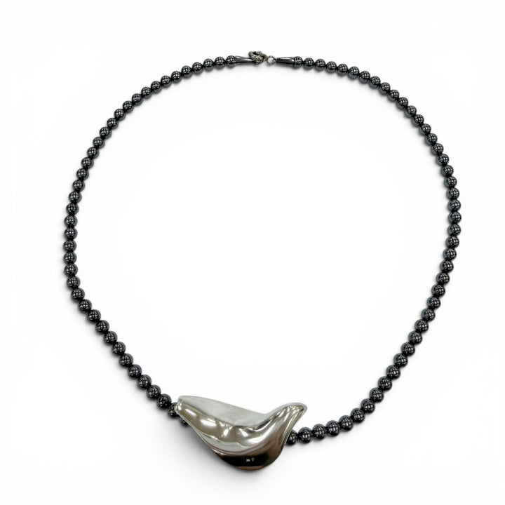 美品☆Georg Jensen ジョージジェンセン 925 ヘマタイト バードモチーフ ネックレス シルバー ブラック系 重量45.9g レディース
