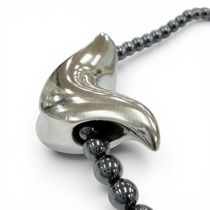 美品☆Georg Jensen ジョージジェンセン 925 ヘマタイト バードモチーフ ネックレス シルバー ブラック系 重量45.9g レディース