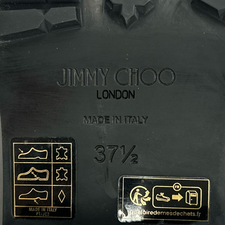 極美品▲JIMMY CHOO ジミーチュウ DEANNA 30 ディアナ スタッズ レザー ローファー ブラック ゴールド 37.5 イタリア製 レディース