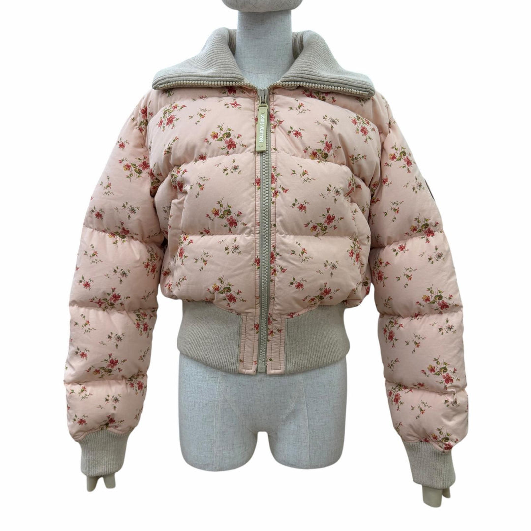 美品☆LOUIS VUITTON ルイヴィトン 24SS フローラルプリント 裏地モノグラム LVレザーパッチ ダウンジャケット ピンク系 34 正規品