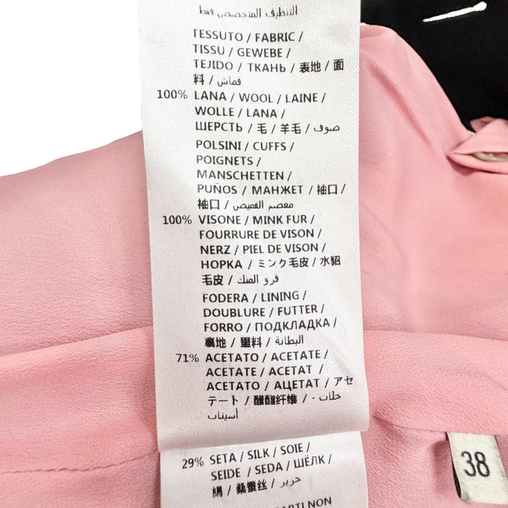 美品△GUCCI グッチ 432405 ウール ミンクファー インターロッキングパールボタン フリルデザインコート ブラック パープル 38 正規品
