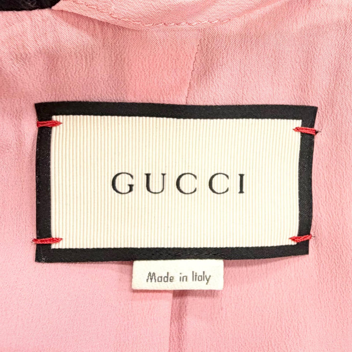 美品△GUCCI グッチ 432405 ウール ミンクファー インターロッキングパールボタン フリルデザインコート ブラック パープル 38 正規品