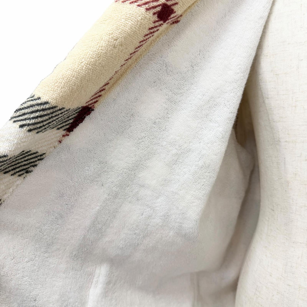 未使用品□BURBERRY バーバリー 8075437 ノバチェック柄 パイル地 ベルテッド ガウンコート ベージュ系 M イタリア製 正規品 メンズ