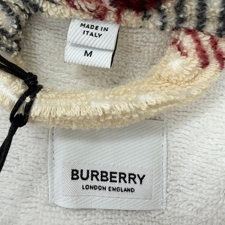 未使用品□BURBERRY バーバリー 8075437 ノバチェック柄 パイル地 ベルテッド ガウンコート ベージュ系 M イタリア製 正規品 メンズ