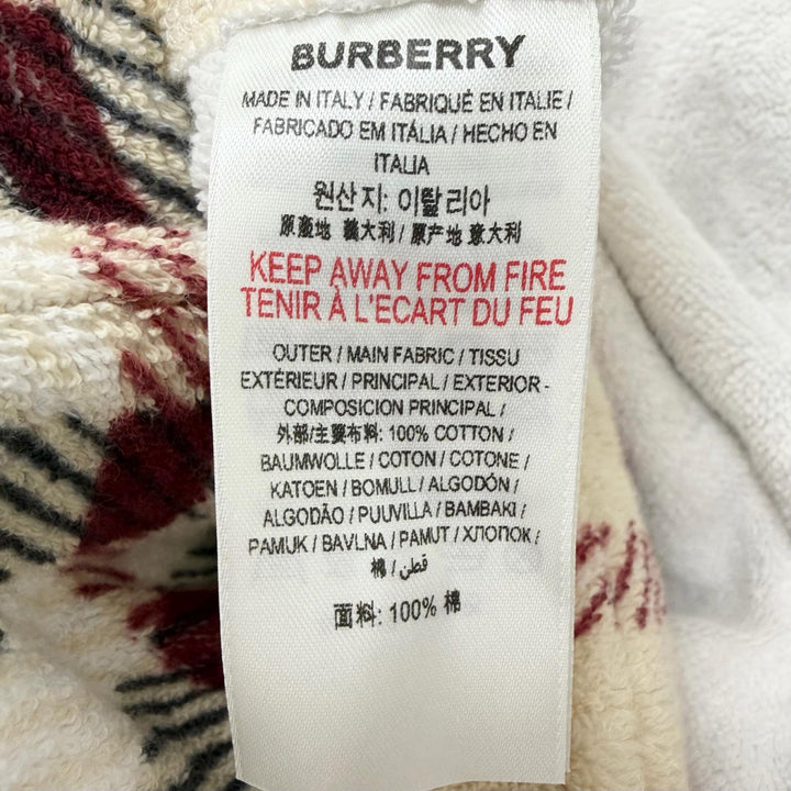 未使用品□BURBERRY バーバリー 8075437 ノバチェック柄 パイル地 ベルテッド ガウンコート ベージュ系 M イタリア製 正規品 メンズ
