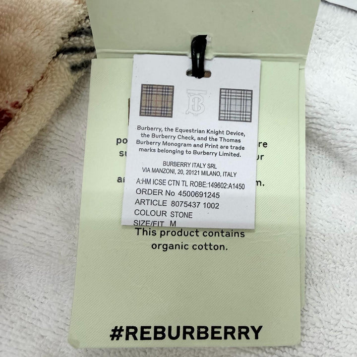 未使用品□BURBERRY バーバリー 8075437 ノバチェック柄 パイル地 ベルテッド ガウンコート ベージュ系 M イタリア製 正規品 メンズ