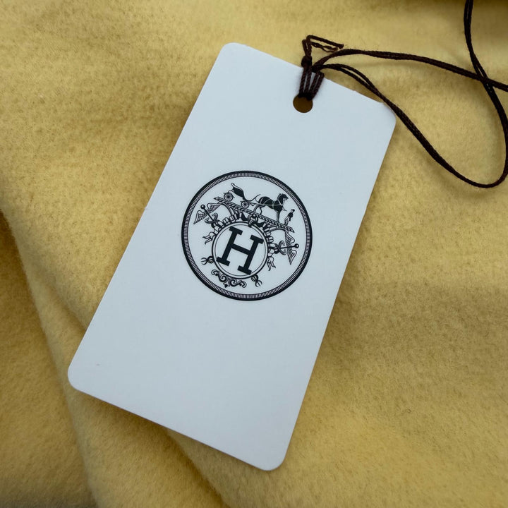 未使用品▼HERMES エルメス 24SS 41-5719 ランH コットン100% フーデッド ジップアップ パーカー イエロー M イタリア製 正規品 メンズ