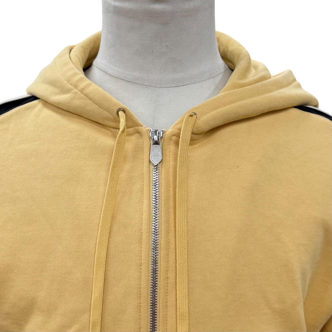 未使用品▼HERMES エルメス 24SS 41-5719 ランH コットン100% フーデッド ジップアップ パーカー イエロー M イタリア製 正規品 メンズ