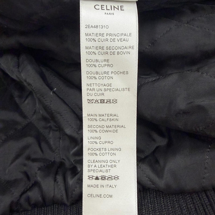 極美品▼CELINE セリーヌ 2EA48131O グレインドカーフスキン オーバーサイズ テディジャケット スタジャン ブラウン 34 正規品 メンズ