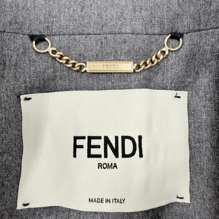 極美品◇FENDI フェンディ FJ7092AC2Q ウール100％ ダブルブレスト テーラードジャケット グレー 38 イタリア製 正規品 レディース