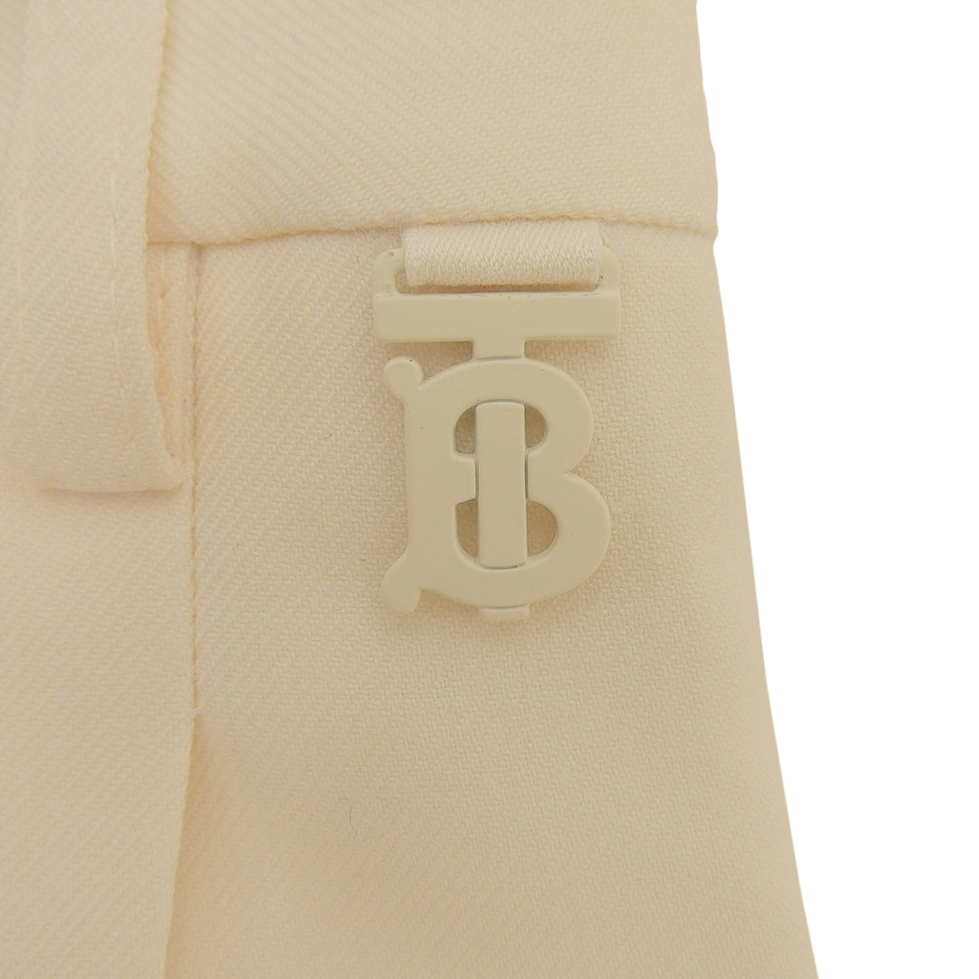 未使用品▲BURBERRY バーバリー 8054151 ウール100％ TBロゴ センタープレス ショートパンツ クリーム 34 イタリア製 正規品 レディース