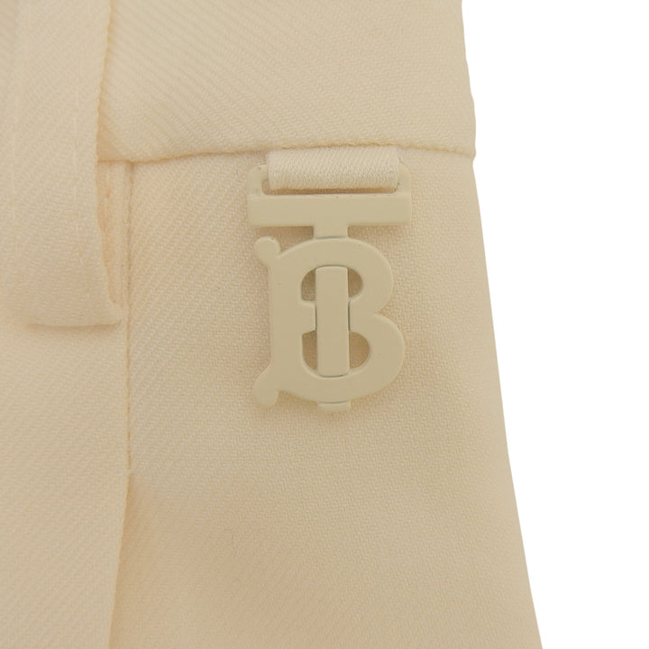 未使用品▲BURBERRY バーバリー 8054151 ウール100％ TBロゴ センタープレス ショートパンツ クリーム 34 イタリア製 正規品 レディース