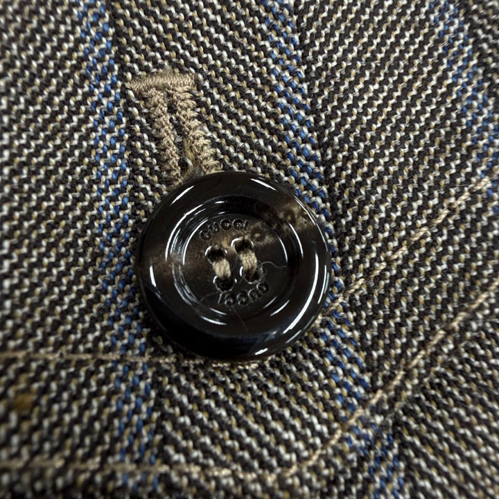極美品▼GUCCI グッチ 624380 ウール100% ストライプ柄 パンツ スラックス ブラウン系 48 イタリア製 正規品 メンズ ハンガー付き