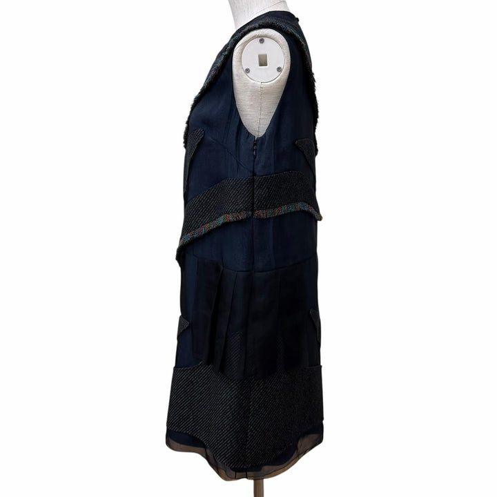極美品★Christian Dior クリスチャンディオール 5H21648F1155 シルク100％ レース使い ノースリーブ デザイン ワンピース 38 正規品