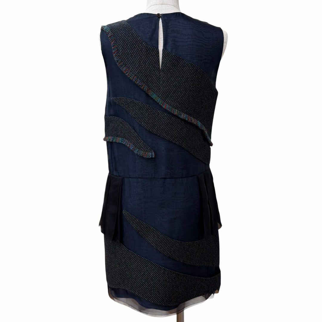 極美品★Christian Dior クリスチャンディオール 5H21648F1155 シルク100％ レース使い ノースリーブ デザイン ワンピース 38 正規品