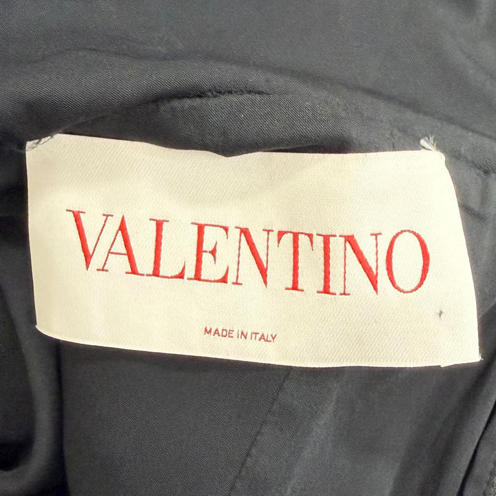 極美品△VALENTINO ヴァレンティノ 22SS 1B3VAZC6360 シルク混 リボン レース切替 ペンシルドレス ノースリーブ ワンピース 黒 36 正規品