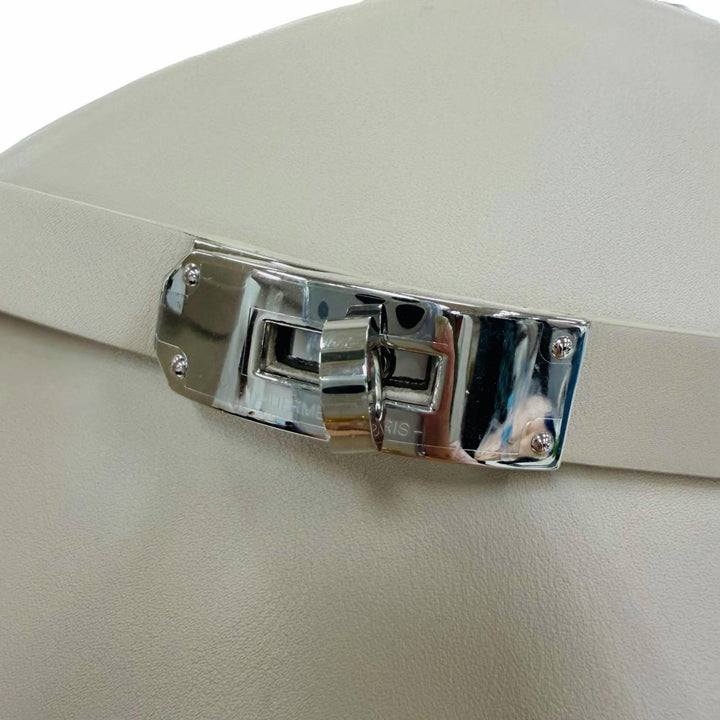 未使用品☆HERMES エルメス フォースティン シルバー金具 ケリーバックル レザー ロングブーツ ライトベージュ系 37 イタリア製 保存袋付