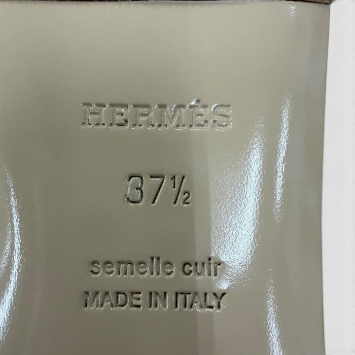 未使用品☆HERMES エルメス オズ シープスキン シルバー金具 ケリーバックル ムートン ミュール ブラウン 37.5 イタリア製 箱・保存袋付