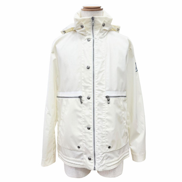 美品△MONCLER GAMME BLEU モンクレール ガムブルー GIUBBINO ロゴワッペン フード付き ジップアップ ジャケット アイボリー 0 正規品
