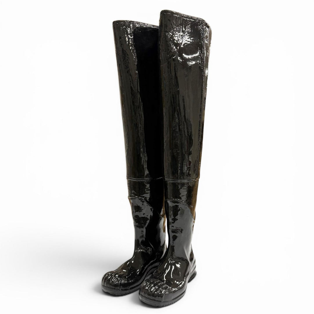未使用品▼Maison Margiela メゾンマルジェラ 22SS S97WW0058 Rubber Thigh-High Boots ペンキ加工 サイハイロングブーツ 39 正規品