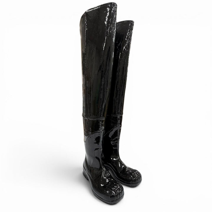 未使用品▼Maison Margiela メゾンマルジェラ 22SS S97WW0058 Rubber Thigh-High Boots ペンキ加工 サイハイロングブーツ 39 正規品