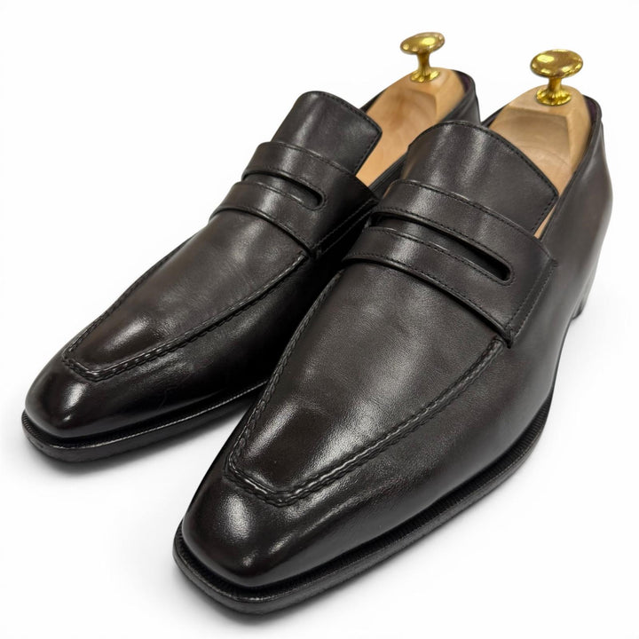 美品▼BERLUTI ベルルッティ アンディ デムジュール Uチップ レザーシューズ ローファー ブラック 6 イタリア製 メンズ ビジネス◎　