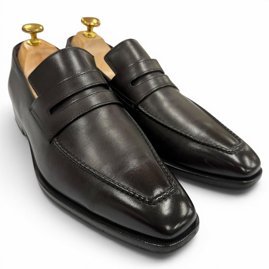 美品▼BERLUTI ベルルッティ アンディ デムジュール Uチップ レザーシューズ ローファー ブラック 6 イタリア製 メンズ ビジネス◎　