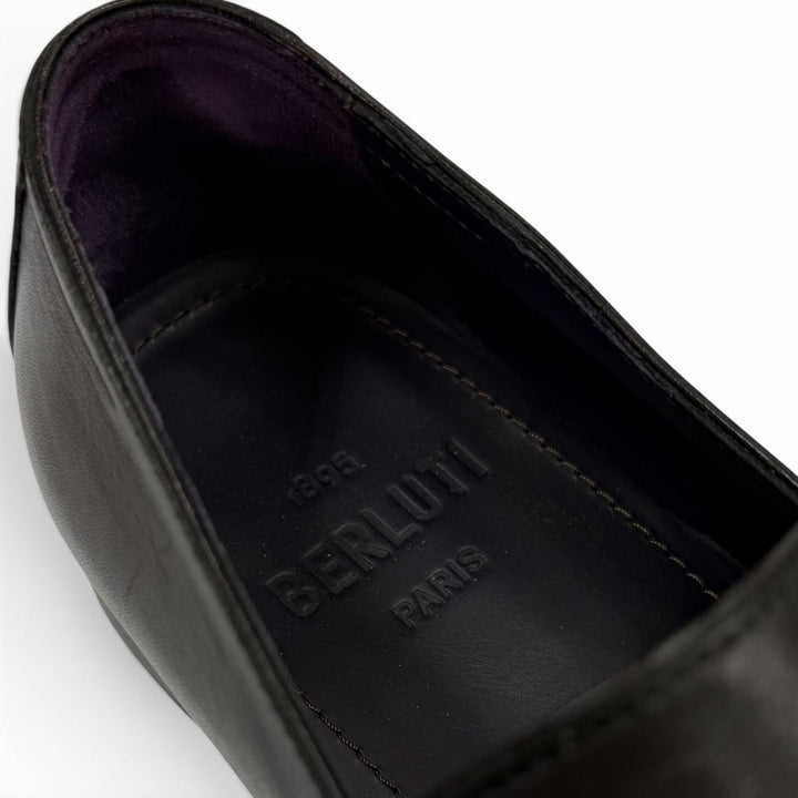 美品▼BERLUTI ベルルッティ アンディ デムジュール Uチップ レザーシューズ ローファー ブラック 6 イタリア製 メンズ ビジネス◎　